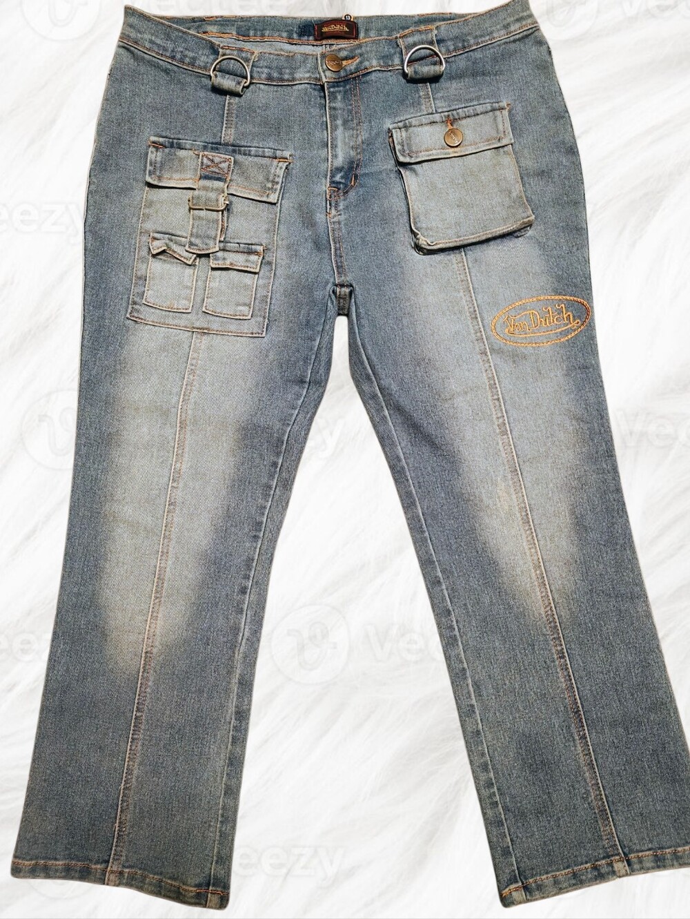 Vintage Y2K Von Dutch Low Rise Cargo Crop Jeans Sz 13